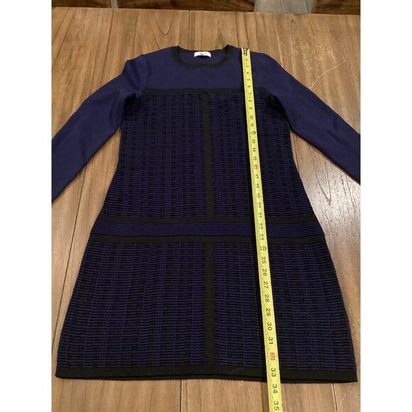 REISS Elsie Two Tone Textured Knitted Long Sleeve Navy black Mini Dress Medium - Picture 11 of 13